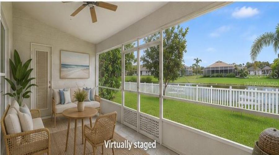Virtually Staged Back Screened In Patio