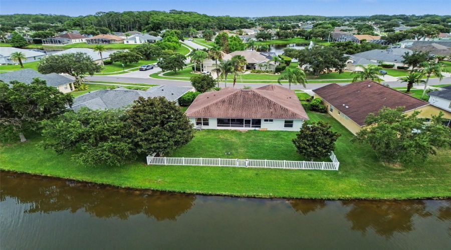 Aerial View Of Back Fenced In Yard