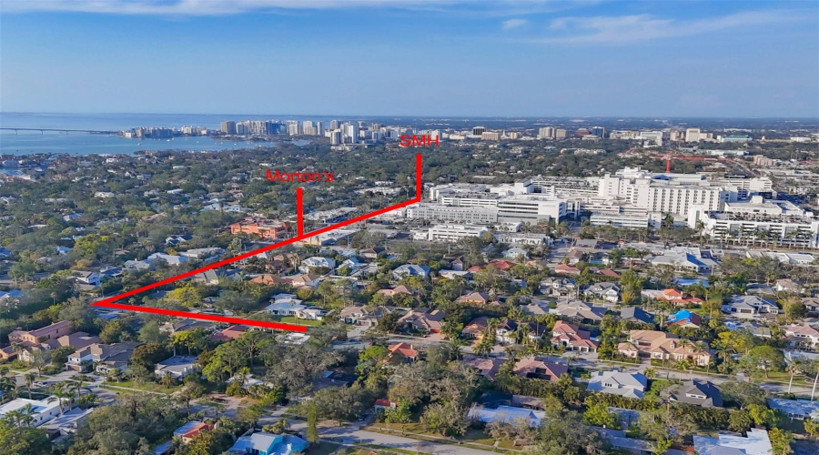 Arial Map To Morton'S Gourmet Market In Southside Village - 5 Minute Walk &Amp; Sarasota Memorial Hospital - 4 Minute Drive