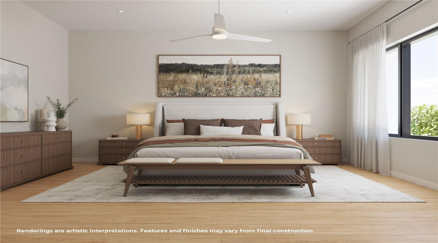 Serene Primary Suite Offering Generous Space, Abundant Natural Light And Contemporary Finishes.