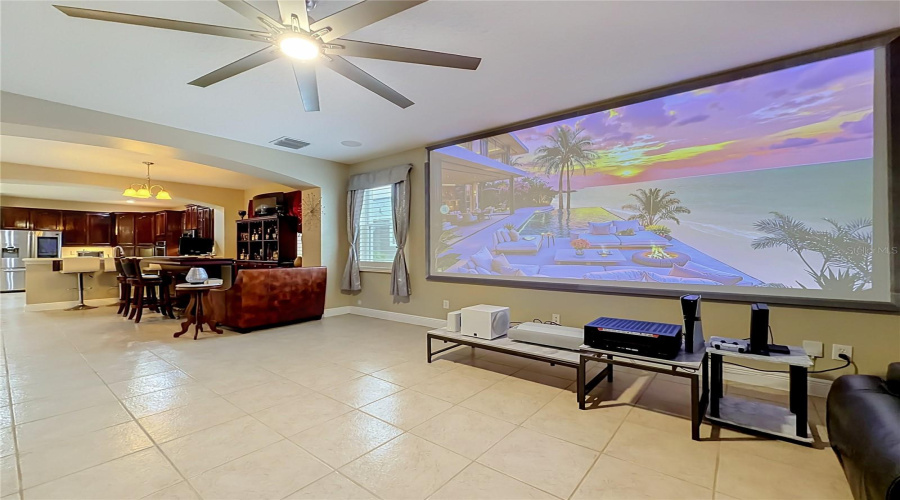 View From Great Room Towards Dining/Breakfast Space And Kitchen. Architectural Features And Plantation Shutters.