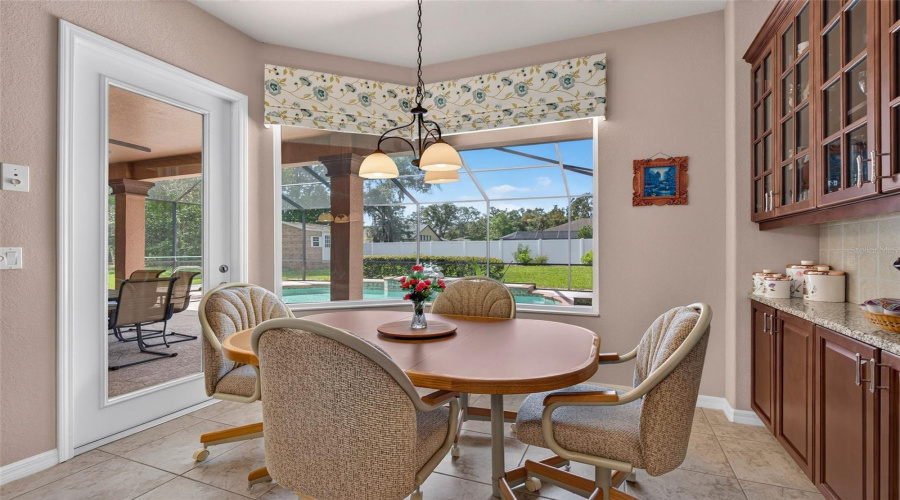 Breakfast Nook With Pool Views &Amp; Built In Hutch