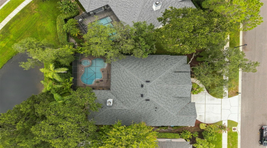 Bird'S Eye View Back Of Home With Retention Pond