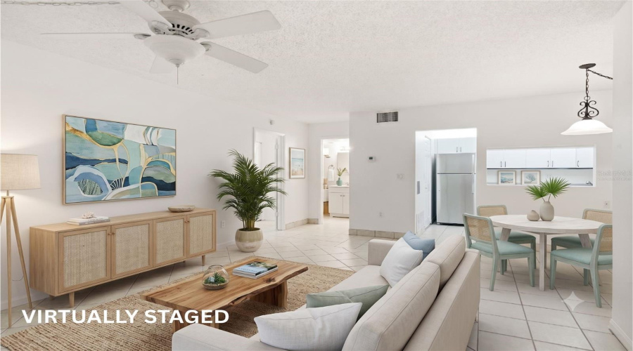 Living Room And Dining Room - Virtually Staged