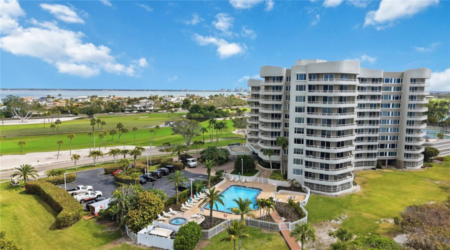 View Facing East Showing Pool, Golf Course And Sarasota Bay