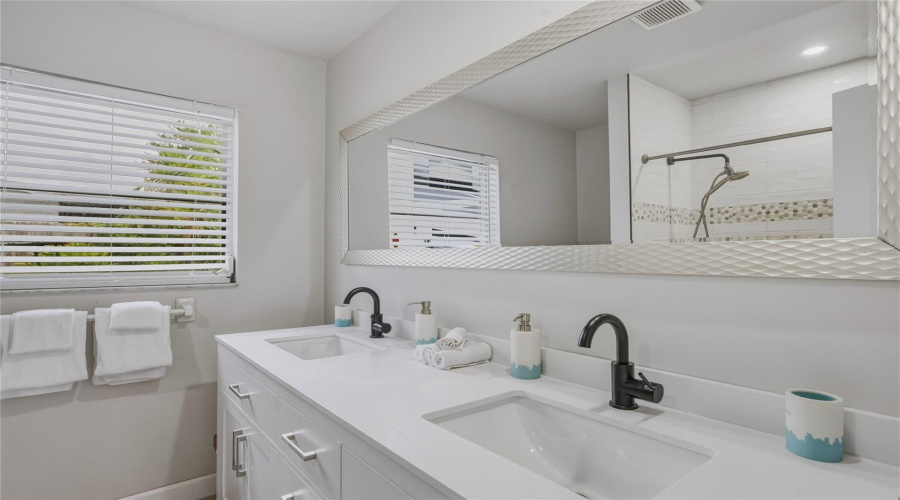 Guest Bathroom With Dual Sinks