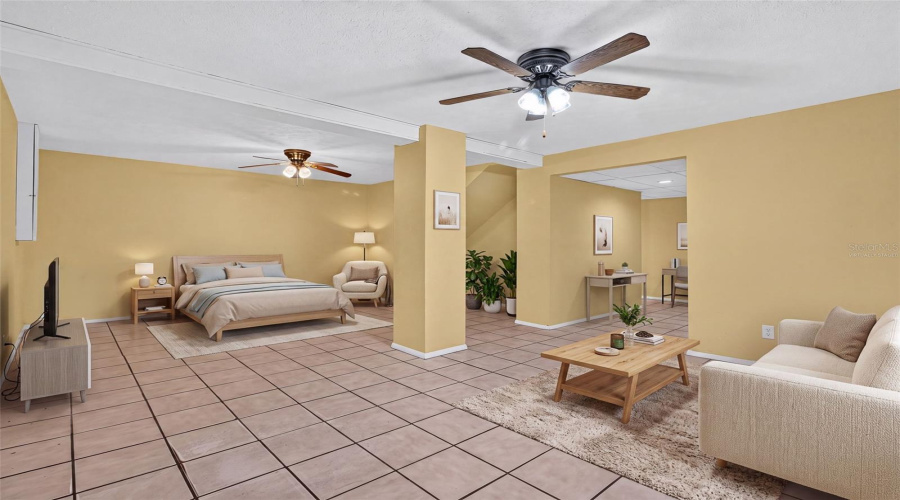 Virtually Staged Downstairs As Bedroom