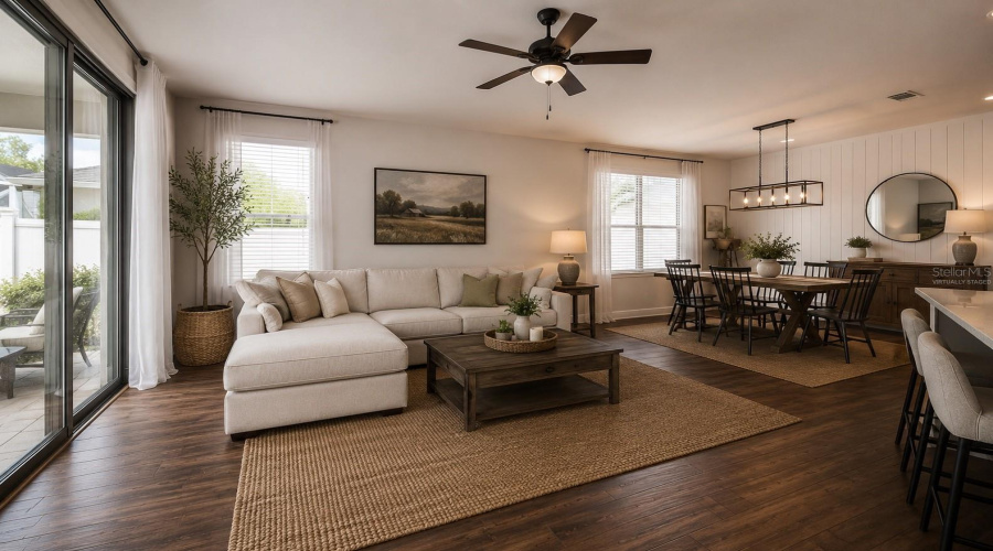 Great Room / Dining Room / Bar Virtually Staged