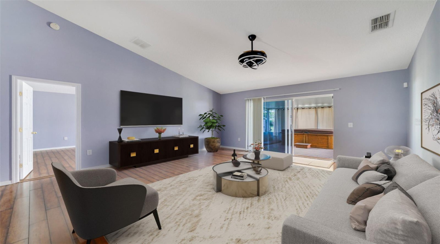 The Large Family Room, Conveniently Adjacent To The Kitchen, Provides A Comfortable Gathering Space With An Open And Airy Feel. Virtually Staged,