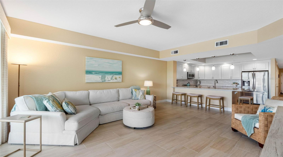 ...Interior Shot.. Photo Without Rug To Show Wood Plank Tile Thru -Out All Living Areas &Amp; Bathrooms.. All 3 Bedrooms Have New Luxury Vinyl Flooring. Condo Shows Great. Turn Key.