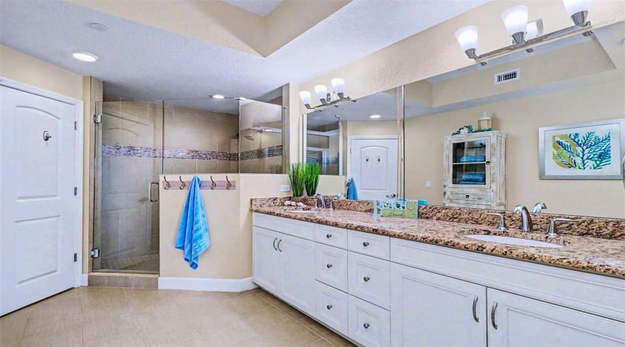 ... Large Master Bath - 8.7 X 13.11...  Double Vanity - Walk In Shower &Amp; Privacy Room On Left. Plenty Of Drawer Space .