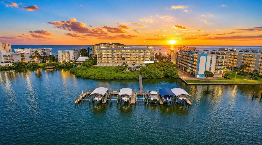 ... Sunset At Indian Shores ... Small Private Boutique Complex Of 30 Units ..Residence 202 Conveys With Assigned Garage Spot #1 Plus  Ext Spot 43 And Poolside Cabana # 10.. Plenty Of Guest Parking..