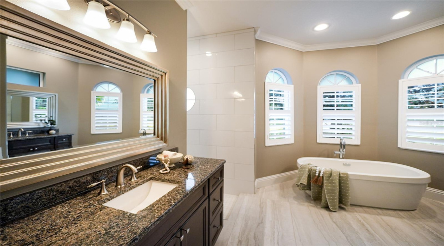 Remodeled Luxury Spa-Like Bath With Two  Vanities, Large Tub, And An Separate Shower