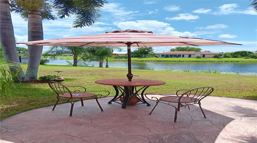 Concrete Patio Out Back Overlooking Claw Lake