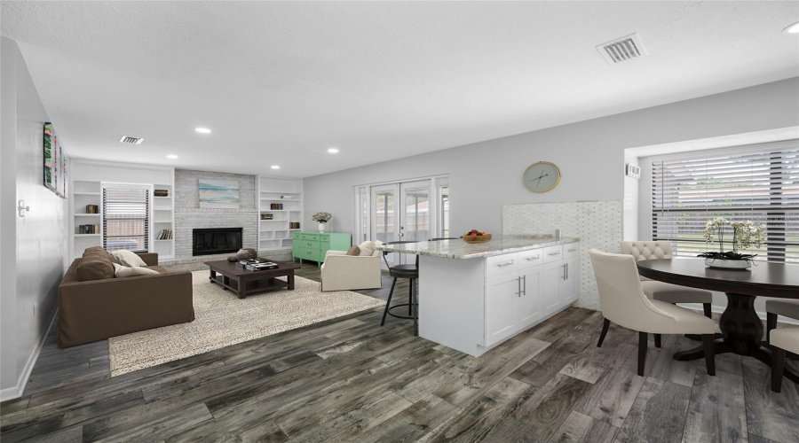 Virtually Staged Dinette And Family Room