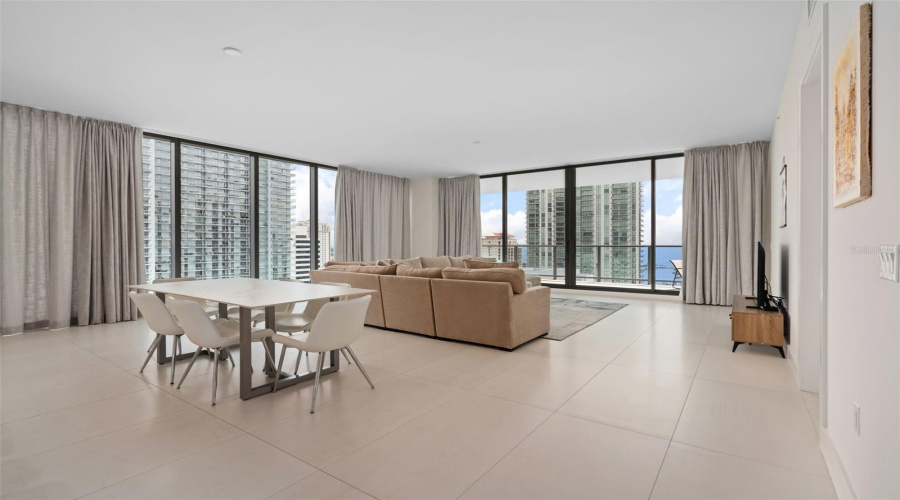 Open Floor Plan With Floor To Ceiling Glass