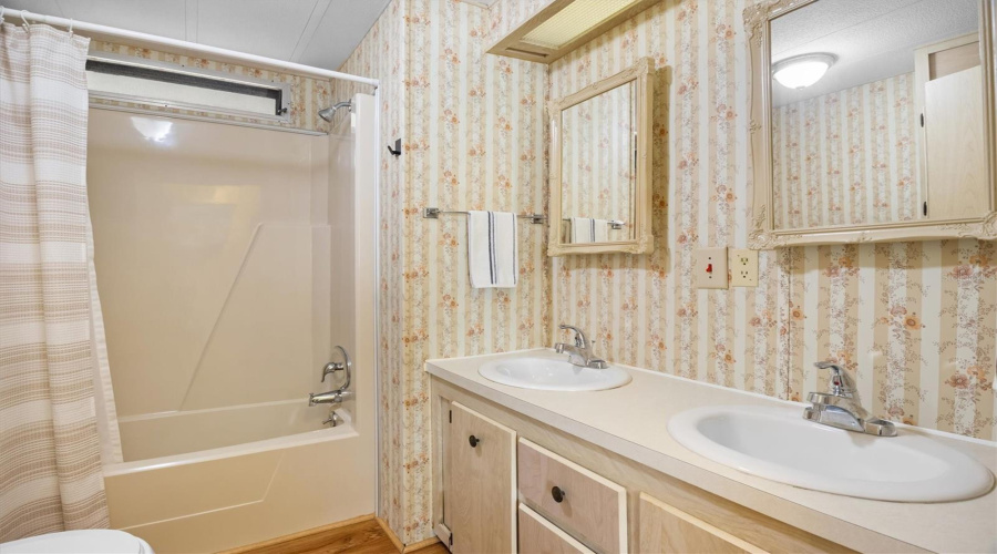 Guest Bathroom - Tub With Shower &Amp; Dual Sinks
