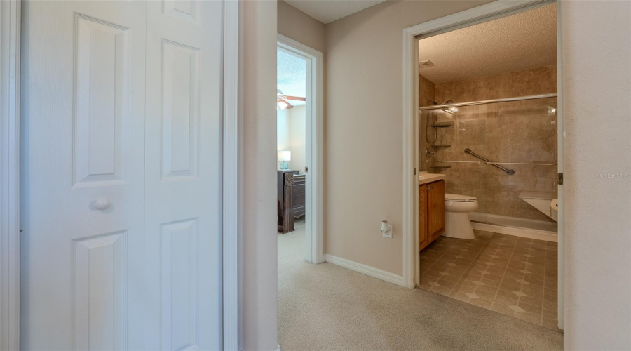 Master Closet View Into Toilet