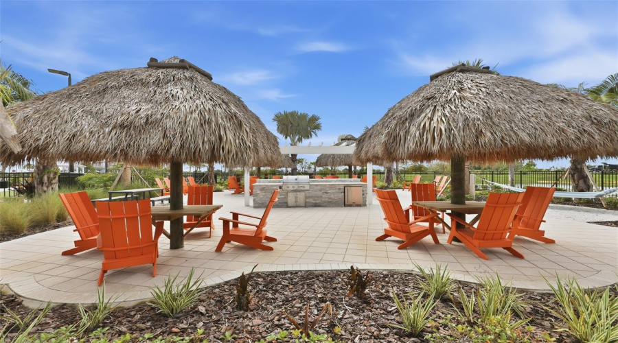 Grilling Area With Tiki Hut Seating