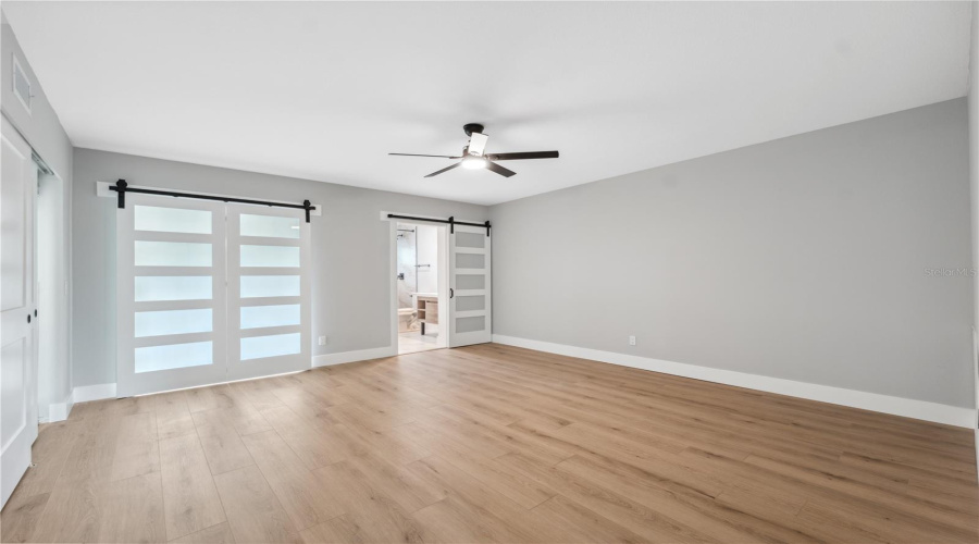 Privacy Doors To Bonus Space , Sliding Barn Doors And Updated Lighting