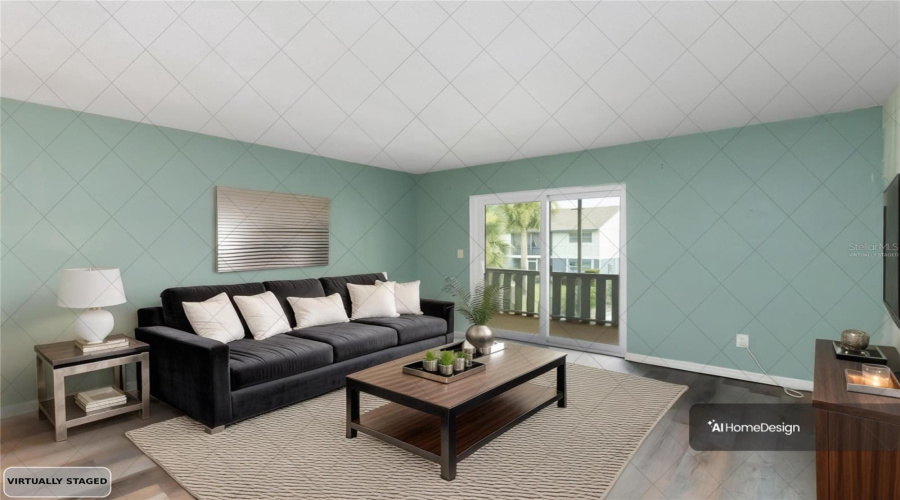 *Virtually Staged: Living Room With Brand New Slider