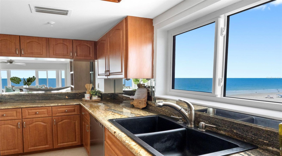 Kitchen Has Wonderful Water Views