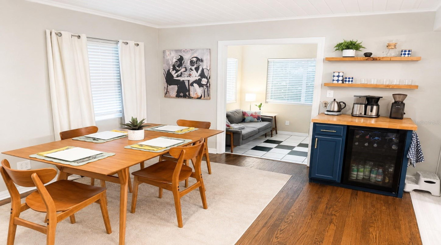 Living Room (Used As Dinner Room Here) &Amp; Coffee Bar