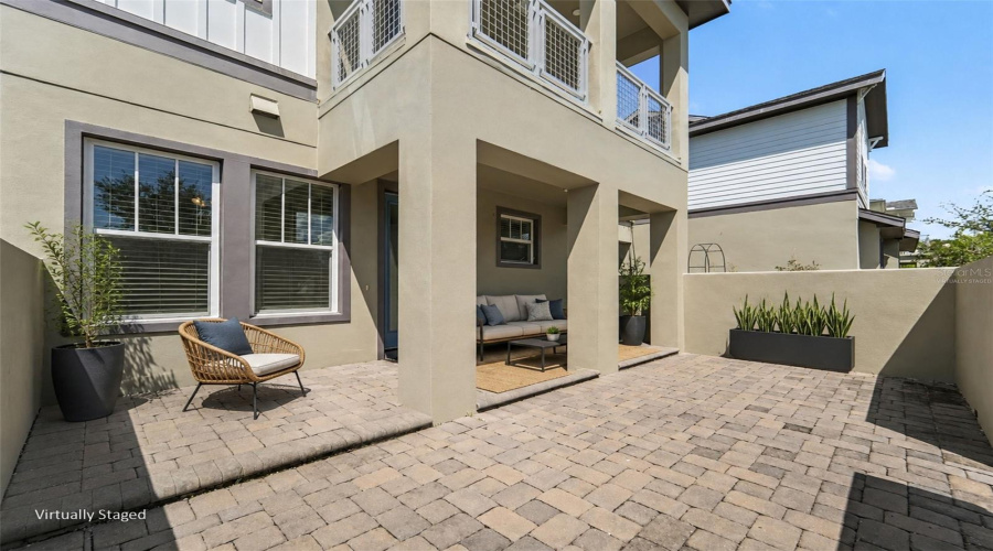 Virtually Staged Front Courtyard