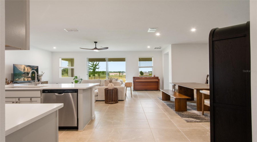 Perspective Of The Sliding Doors, Expansive Great Room And Space To Allow Free Flow, Conversation And A Feeling Of Openness.