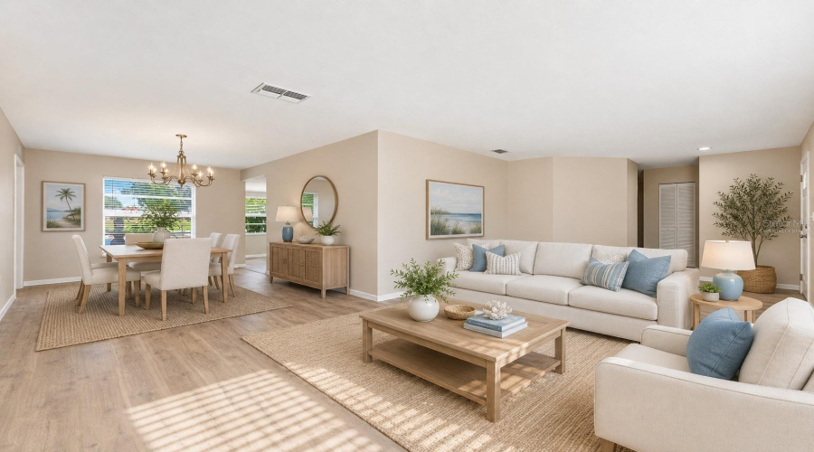 Virtually Staged Dining Room &Amp; Living Room