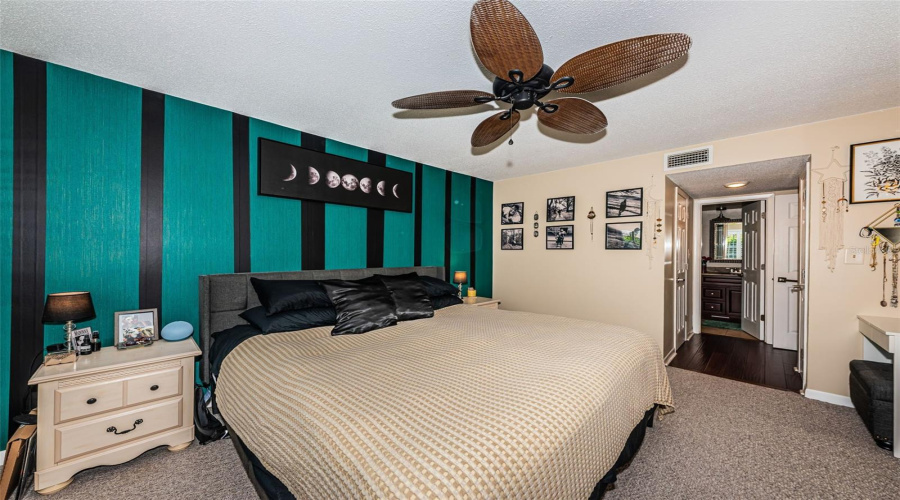 Large Primary Bedroom With Custom Wall Accents.