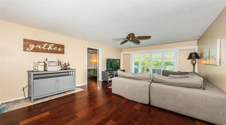 Living Room With View Of Rear Yard.