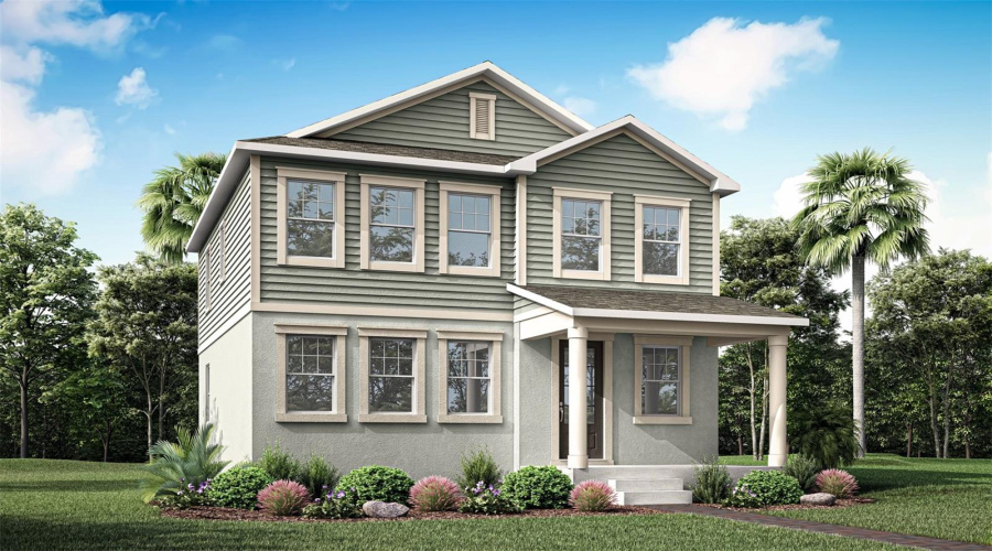 Rainwood - Grayton Floorplan - Colonial Revival Elevation - Architect'S Rendering