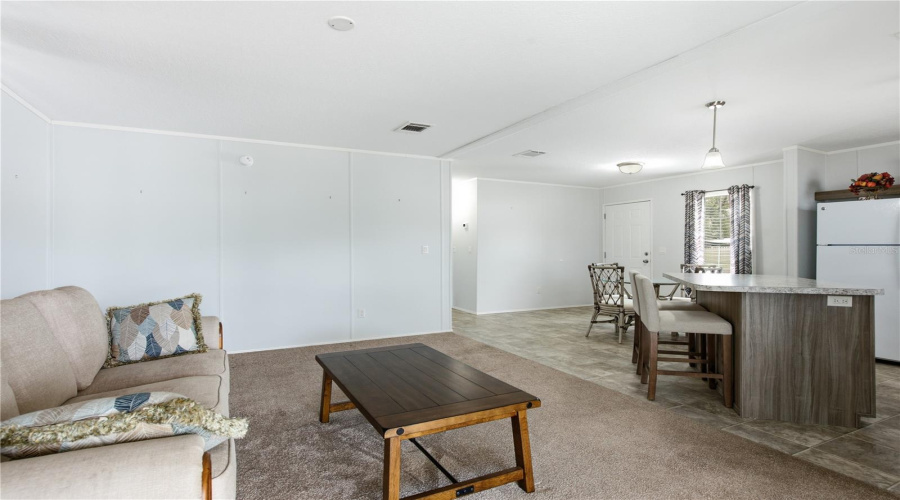 Open Living Room, Kitchen And Dining