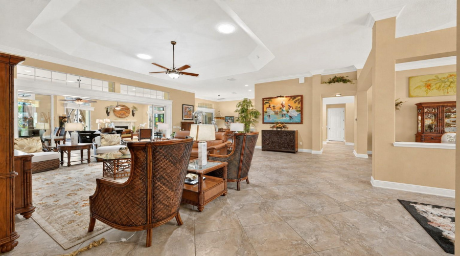Hallway From Kitchen To Guest Wing (Entire R Side) Is Shown In This Photo - Formal Dining Room (Middle R), Foyer (Front R) And Expansive Living Room &Amp; Gathering Room (Entire L Side).