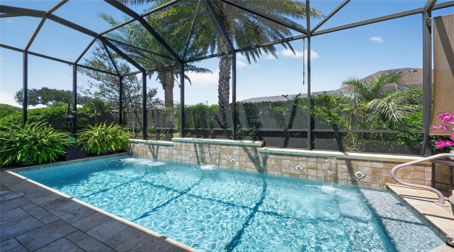 Another View Of Pool Area W/ Mansard Screen Enclosure Shows Pool Entry Steps With Handrail At The North End Of The Pool (R Side).