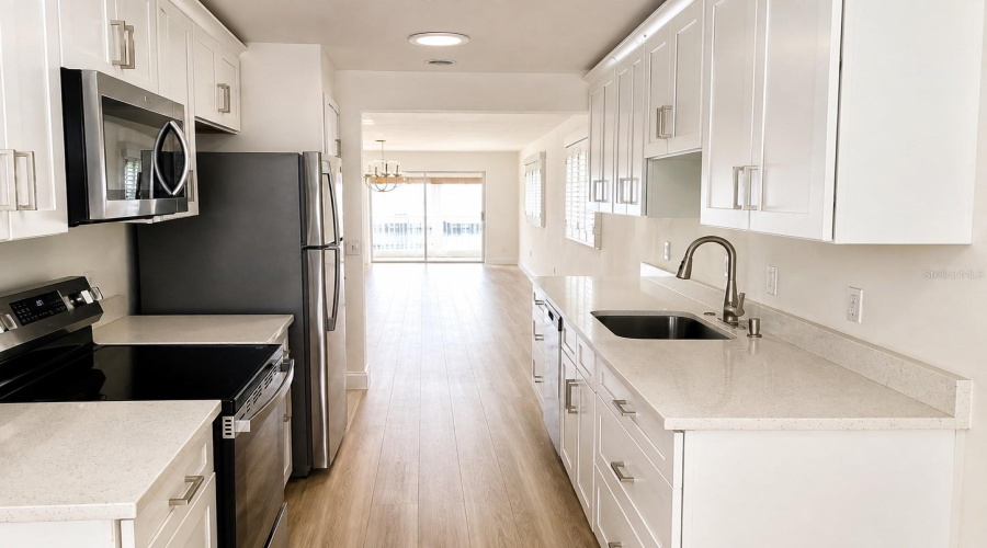 Kitchen View, Looking Towards Dining And Living Room