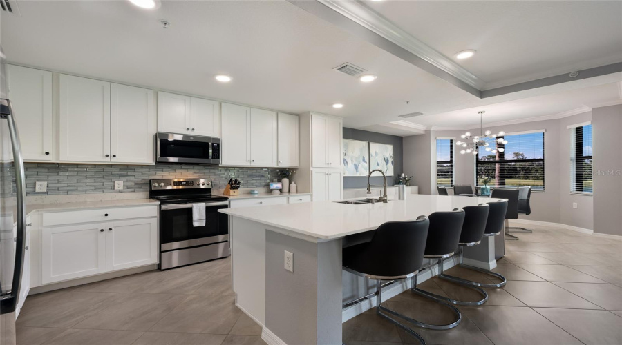 Bright Open Kitchen With New Ceiling Lights