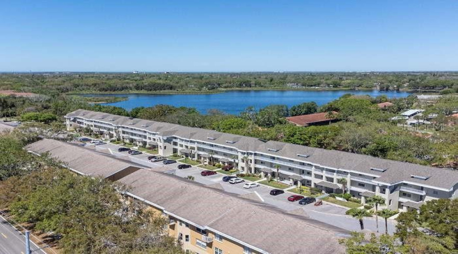 Ariel View Of Building 96 With Pond That Has Dock For Access