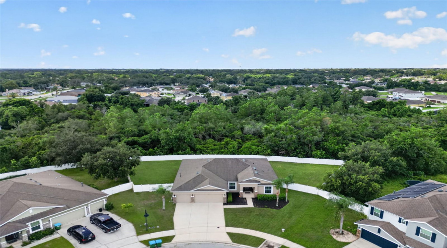 Aerial View Of The Front Of This Oversized Cul-De-Sac Lot