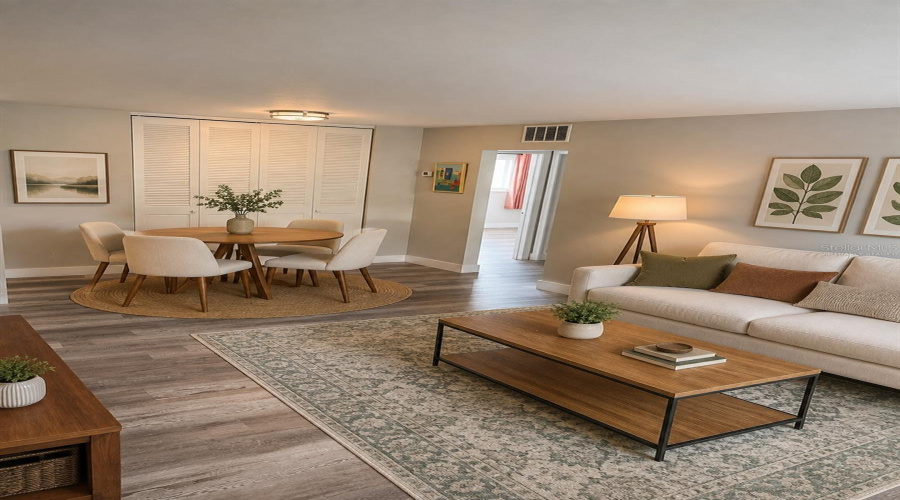Virtually Staged Dining/Living Room