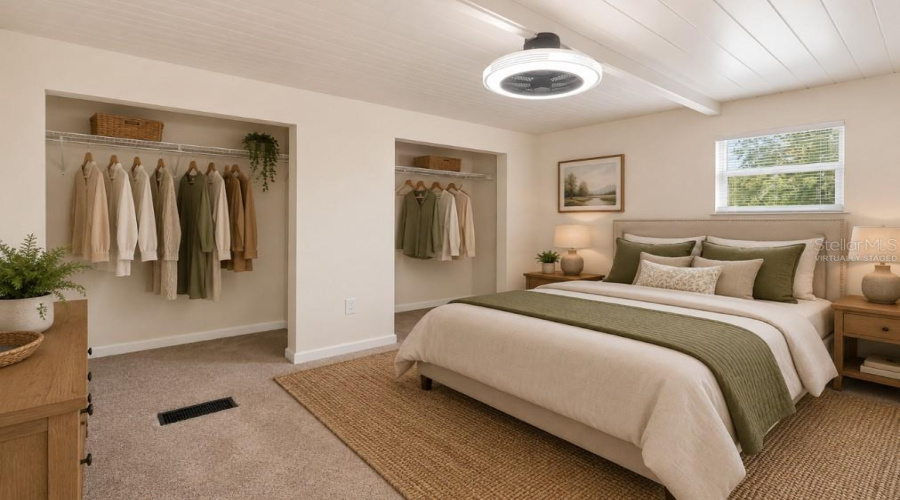 Virtually Staged...master Bedroom W/ Full Width Closet, New Ceiling Fan/Light Fixture &Amp; Newly Updated Ensuite!
