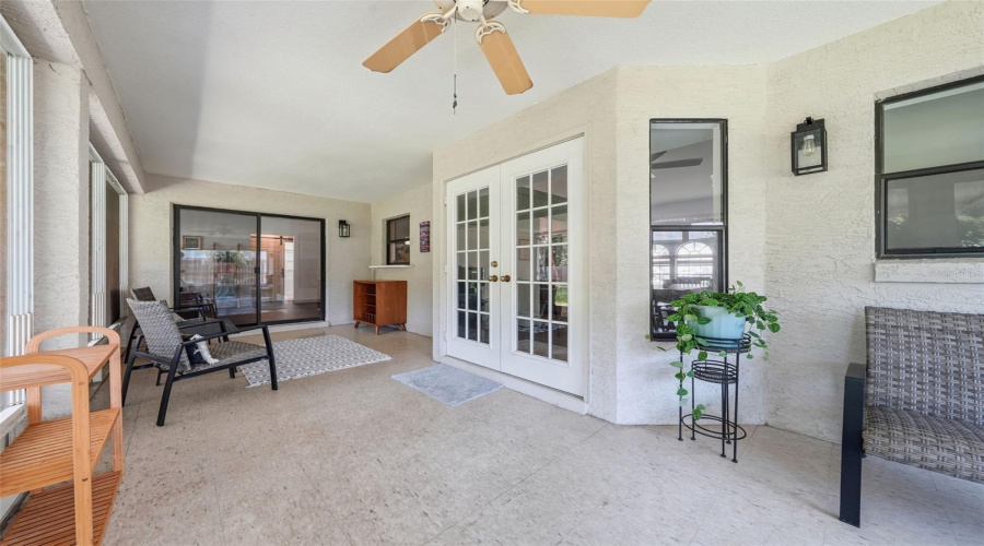 French Doors From The Dining Room And Sliders From The Family For Multiple Access Points