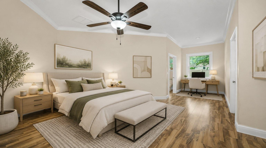 Virtually Staged, Bedroom 3 With Office Nook