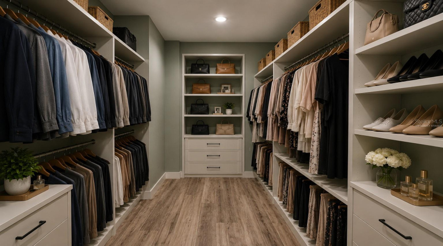 Spacious Walk-In-Closet To Tailor It To Your Liking-Virtually Staged Built-Ins