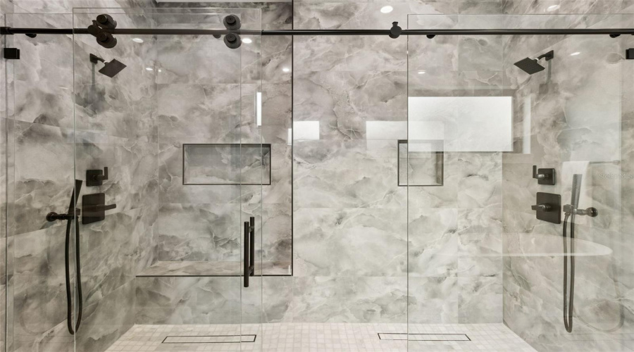 Spa-Style Walk-In Shower With Dual Shower Heads