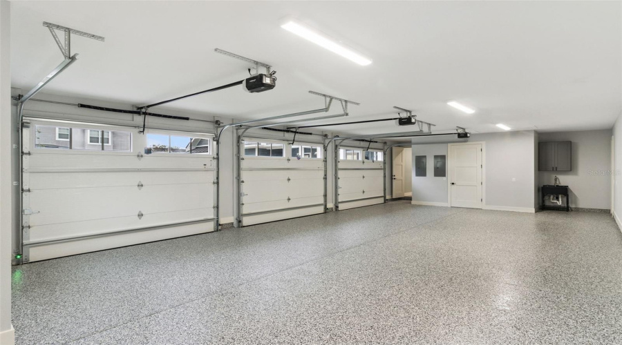 Oversized Three-Bay Garage With Epoxy Flooring