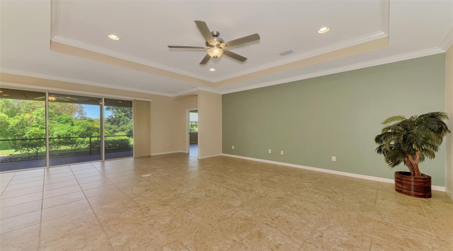 Family Room With Coffered Ceiling