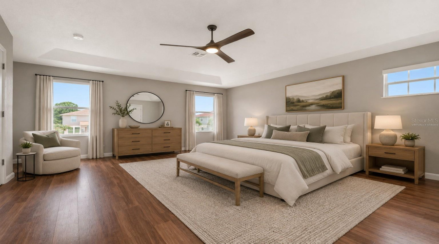 Virtually Staged Master Bedroom
