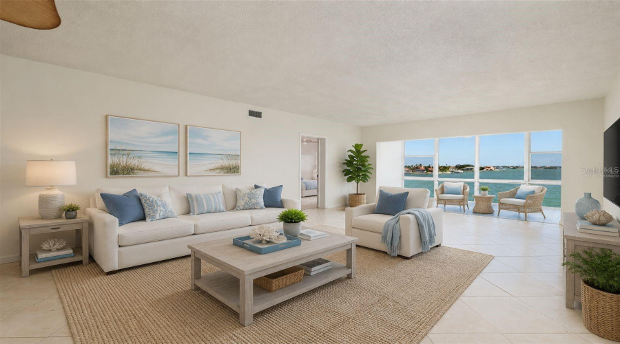 Virtually Staged. Living Area &Amp; Florida Room W/Bay Views.